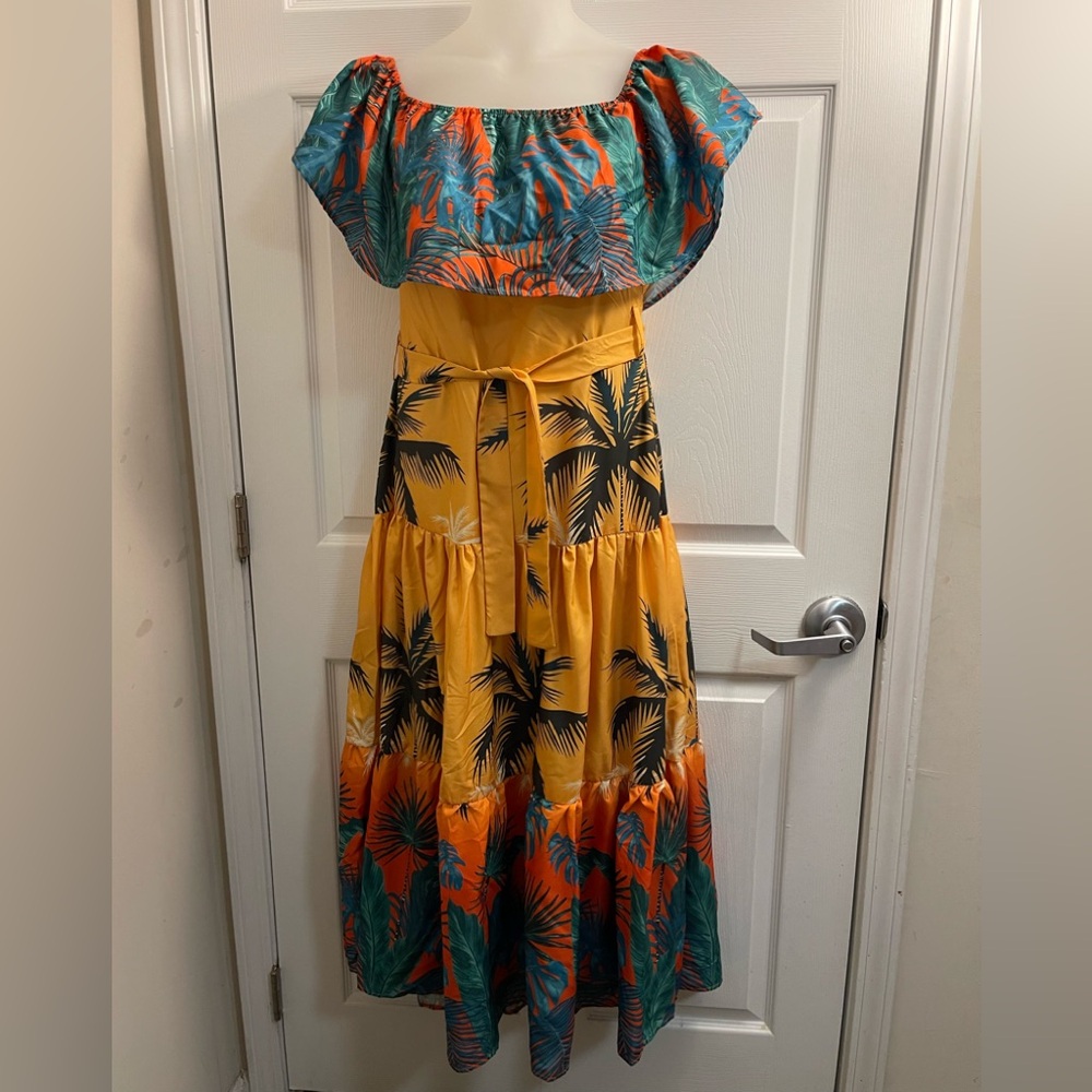 Tropical Maxi Dress in Yellow and Orange